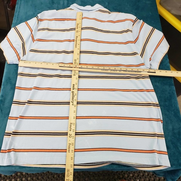 Kirra mens Blue Stripe Short Sleeved Collare Polo Shirt Size 2XL XXL 100% Cotton - Picture 9 of 11